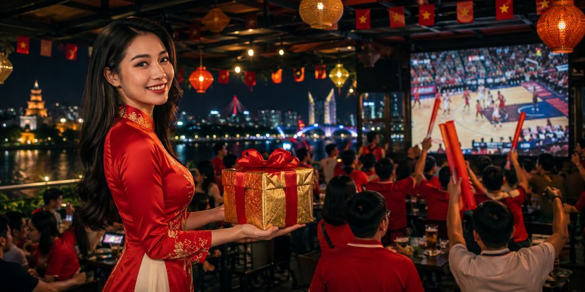 Người dùng mặc áo dài tại Hà Nội theo dõi kết quả bóng rổ và đặt cược trên b17